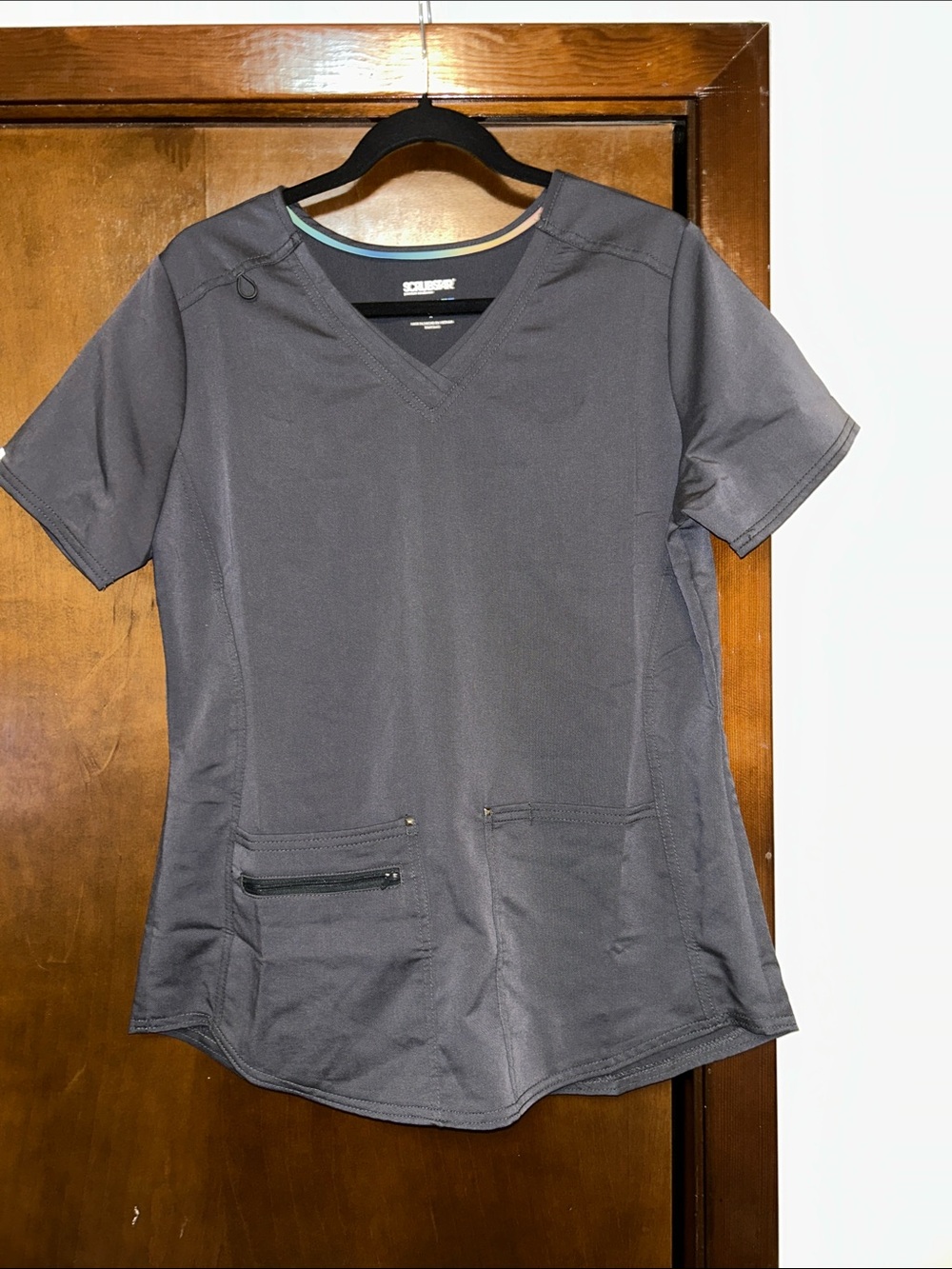 Scrubstar Pewter Gray V-Neck Short Sleeve Scrub Top Sz Medium